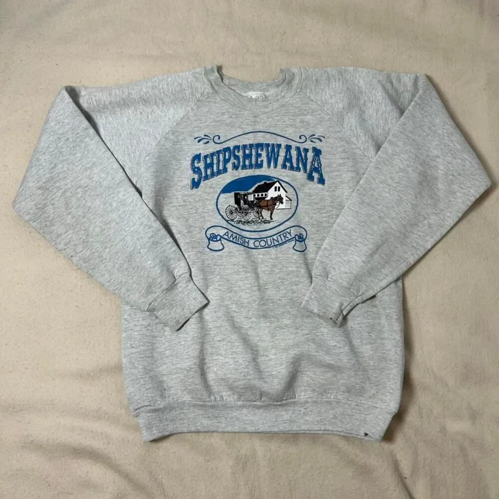 Vintage Fruit Of The Loom Sweater Adult XL Gray Sweatshirt Amish Nature 90s